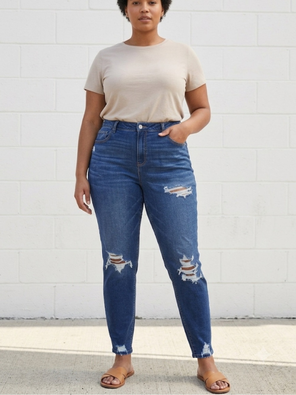 American Eagle Curvy High‑Rise Distressed Jeggings – Size 16 | Stretch Denim |
